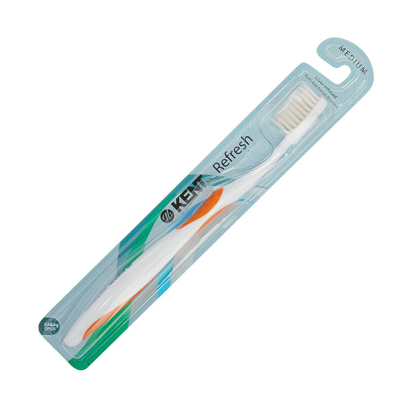 Kent Brushes Silver-infused Medium Toothbrush In Orange