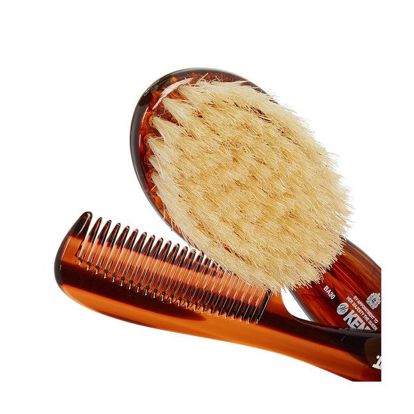 Kent Brushes Tortoiseshell Effect Soft Natural Bristle Baby Brush And Comb Set