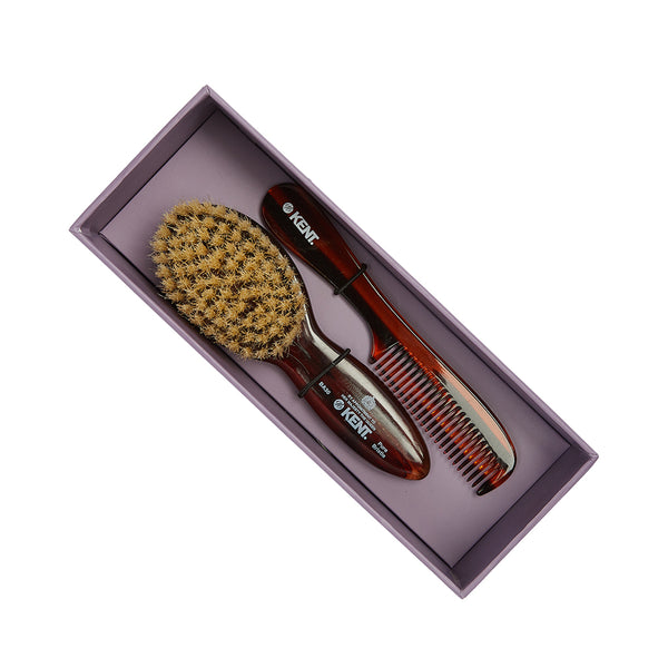 Kent Brushes Tortoiseshell Effect Soft Natural Bristle Baby Brush And Comb Set