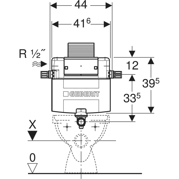 Keramag Geberit Alpha Concealed Cistern 12 Cm 4.5 / 3 Litres Installation Height 82 Cm