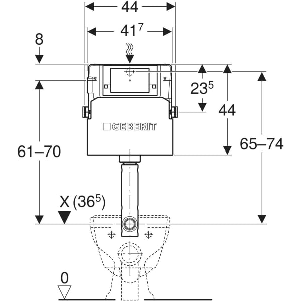 Keramag Geberit Alpha Concealed Cistern 12 Cm 4.5 / 3 Litres Installation Height 109 Cm