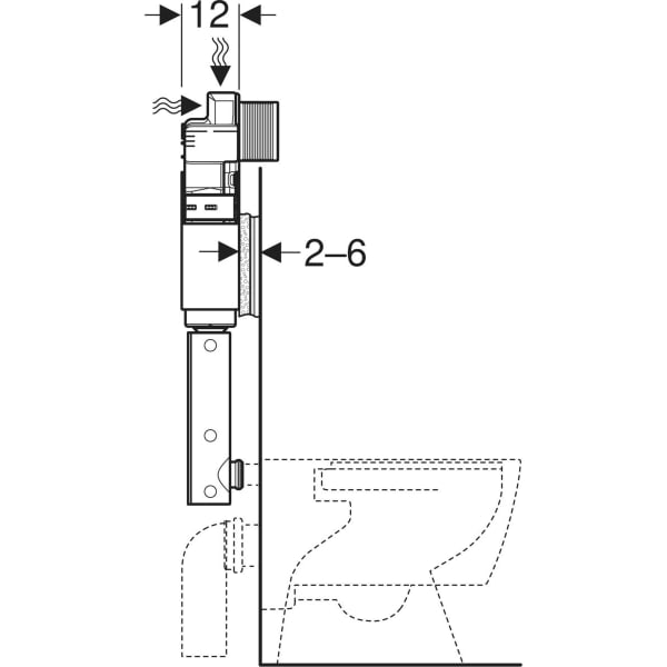 Keramag Geberit Alpha Concealed Cistern 12 Cm 4.5 / 3 Litres Installation Height 109 Cm