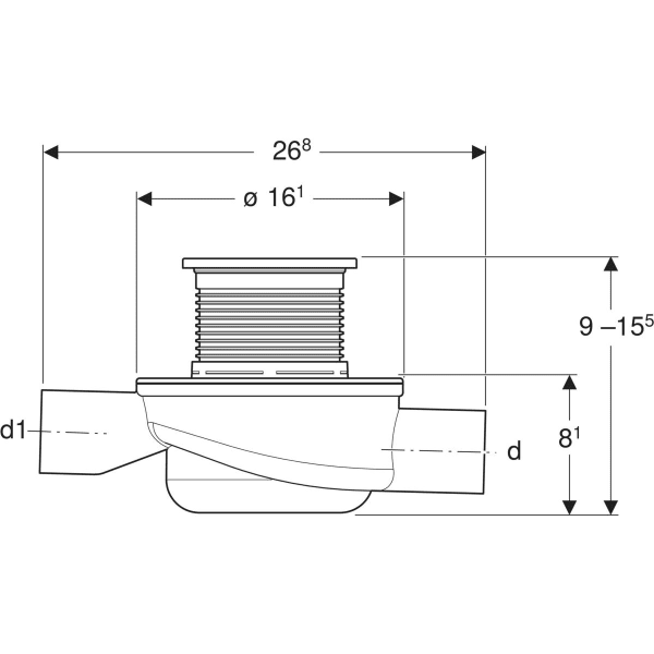 Keramag Geberit Aquorea Floor Drain Slotted Grating 10 X 10 Cm Rear Inlet