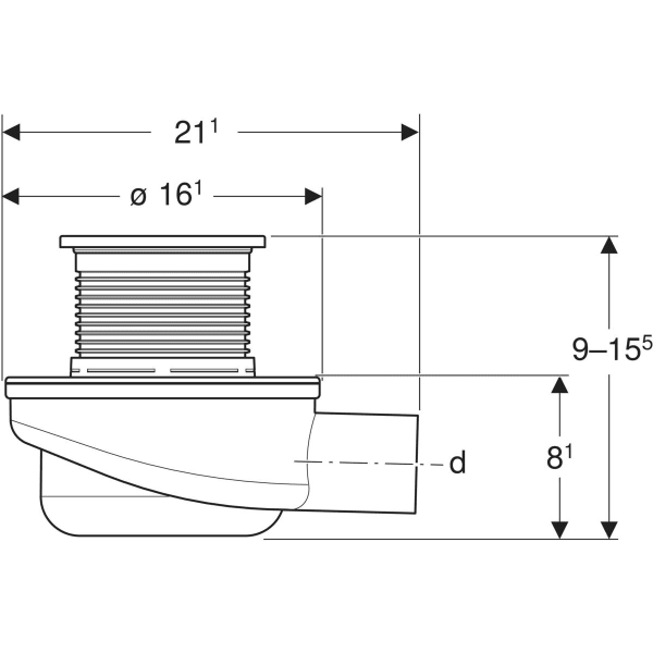 Keramag Geberit Aquorea Floor Drain Without Slotted Grating 10 X 10 Cm