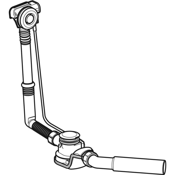 Keramag Geberit Bathtub Drain With Push Actuation PushControl D52 Length 26 Cm With Ready-to-fit-set And Connection Bend