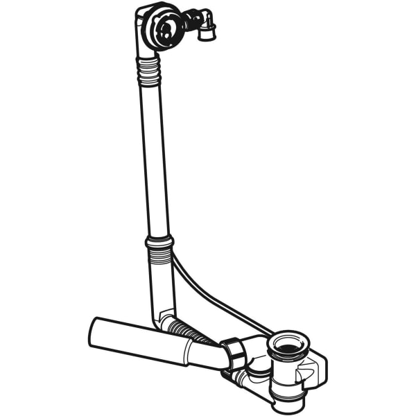 Keramag Geberit Bathtub Drain With Turn Handle And Inlet D52 Length 32 Cm With Connection Bend Counterflow Principle