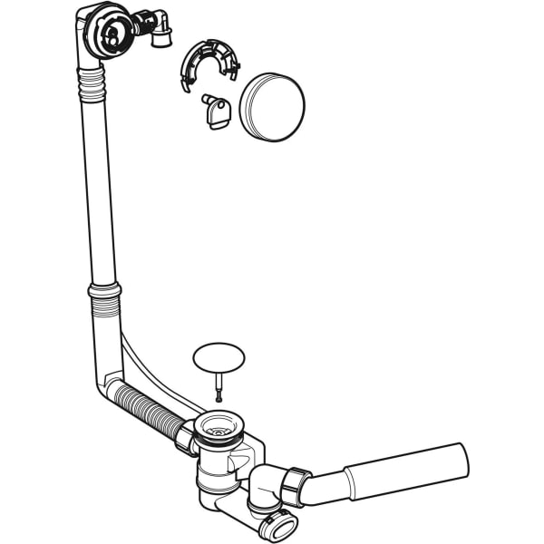 Keramag Geberit Bathtub Drain With Turn Handle And Inlet D52 Length 26cm With Ready-to-fit-set