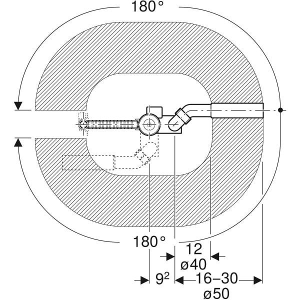 Keramag Geberit Bathtub Drain With Turn Handle And Inlet D52 Length 26cm With Ready-to-fit-set