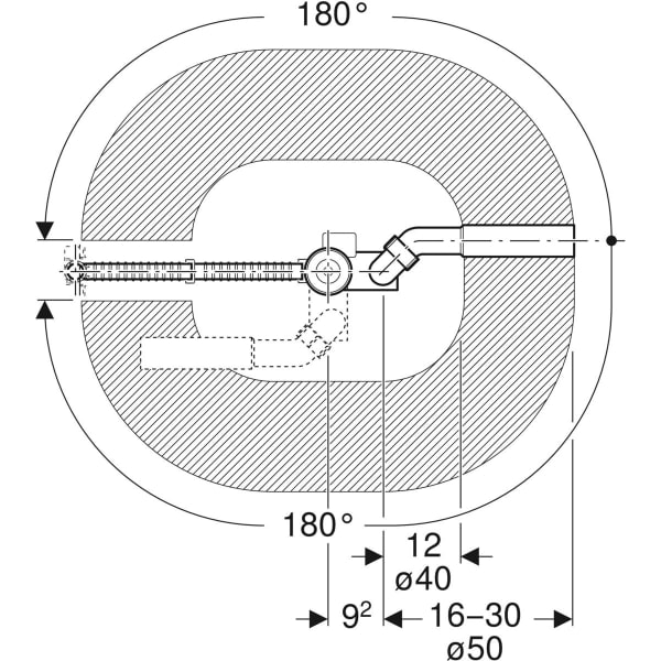 Keramag Geberit Bathtub Drain With Turn Handle And Inlet D52 Length 73 Cm