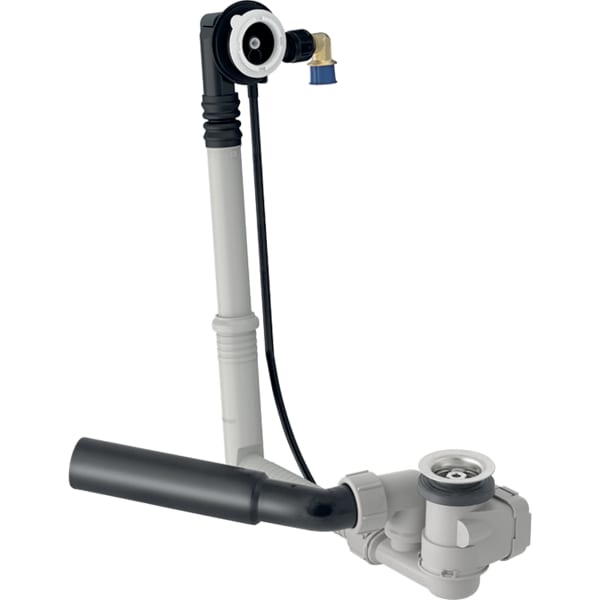 keramag Geberit bathtub drain with turn handle and inlet d52 length 32 cm with connection bend counterflow principle