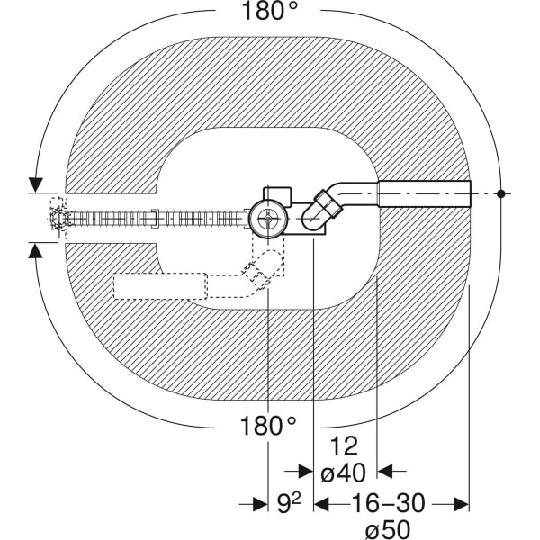 Keramag Geberit Bathtub Drain With Turn Handle D52 Length 73 Cm