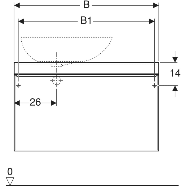 Keramag Geberit Citterio Cabinet For Lay-on Washbasin With One Drawer