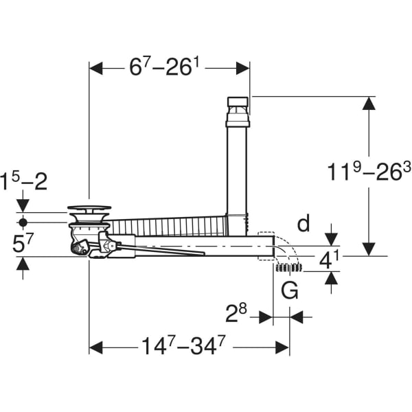Keramag Geberit Clou Washbasin Connector Space-saving Model Slim Design With Lever Actuation And Valve Cover