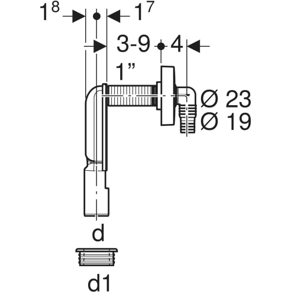 Keramag Geberit Concealed Trap For Devices With One Connection