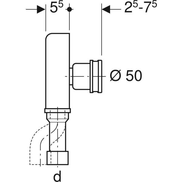 Keramag Geberit Concealed Trap For Urinal Vertical Outlet