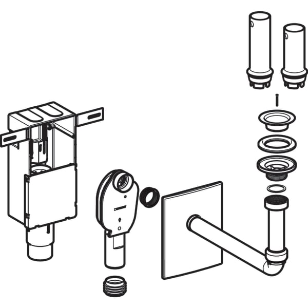 Keramag Geberit Concealed Trap For Washbasin With In-wall Cabinet Ready-to-fit Set Screen Valve And Overflow Pipe Horizontal Outlet