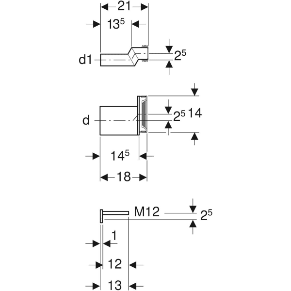 Keramag Geberit Connection Set For Wall-hung WC With Fastening Material Stepped