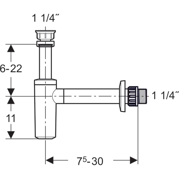 Keramag Geberit Dip Tube Trap For Washbasin Connector BSP Horizontal Outlet
