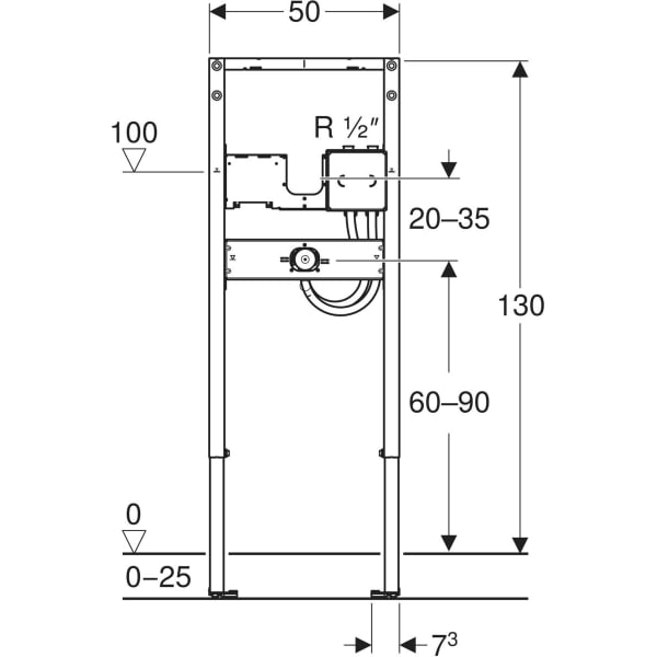 Keramag Geberit Duofix Element 130 Cm For Electronic Wall-mounted Tap With Concealed Function Box For Ablution