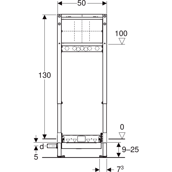 Keramag Geberit Duofix Element For Shower 130 Cm With CleanWall Wall Drain Wall-mounted Tap Concealed For Screed Height At Inlet 90–250 Mm