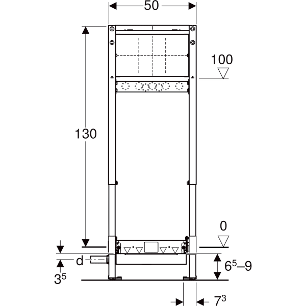 Keramag Geberit Duofix Element For Shower 130 Cm With CleanWall Wall Drain Wall-mounted Tap Concealed For Screed Height At Inlet 65–90 Mm