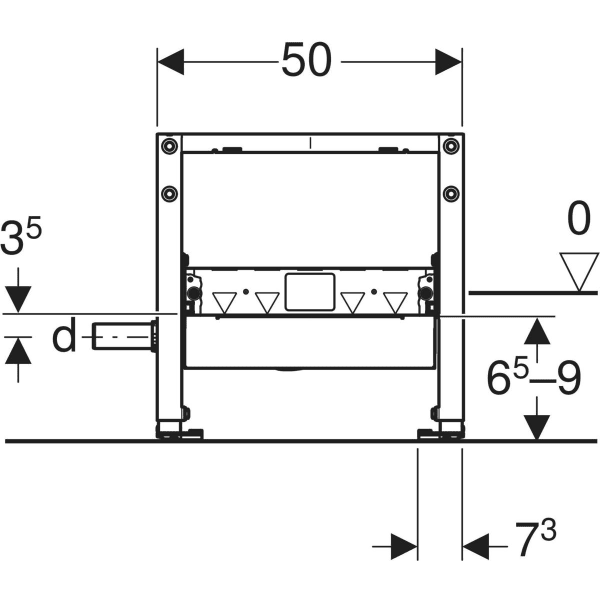 Keramag Geberit Duofix Element For Shower 50 Cm With CleanWall Wall Drain For Screed Height At Inlet 65–90 Mm