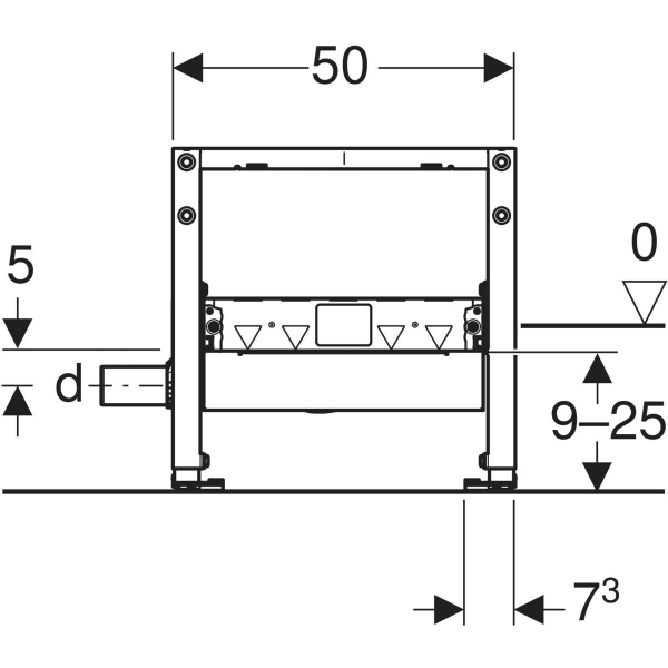Keramag Geberit Duofix Element For Shower 50 Cm With CleanWall Wall Drain For Screed Height At Inlet 90–250 Mm