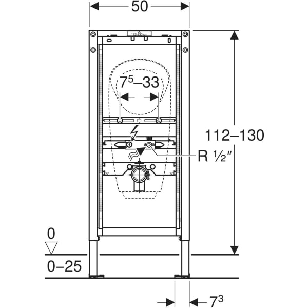 Keramag Geberit Duofix Element For Urinal 112–130 Cm Universal For Exposed Flushing Valve
