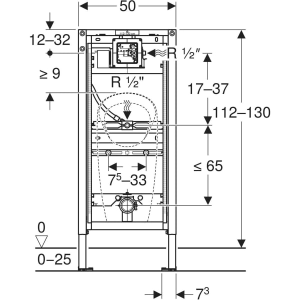 Keramag Geberit Duofix Element For Urinal 112–130 Cm Universal For Spray Head