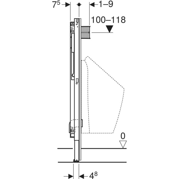 Keramag Geberit Duofix Element For Urinal 112–130 Cm Universal For Spray Head