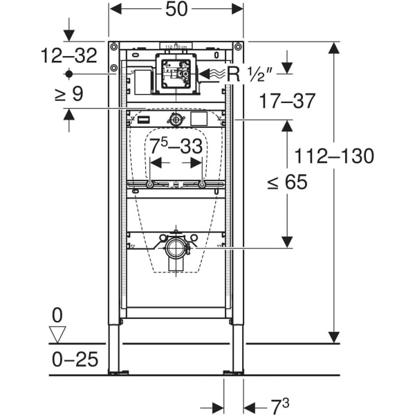Keramag Geberit Duofix Element For Urinal 112–130 Cm Universal