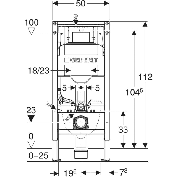 Keramag Geberit Duofix Element For Wall-hung WC 112 cm With Sigma Concealed Cistern 12 cm 4.5/3 litres