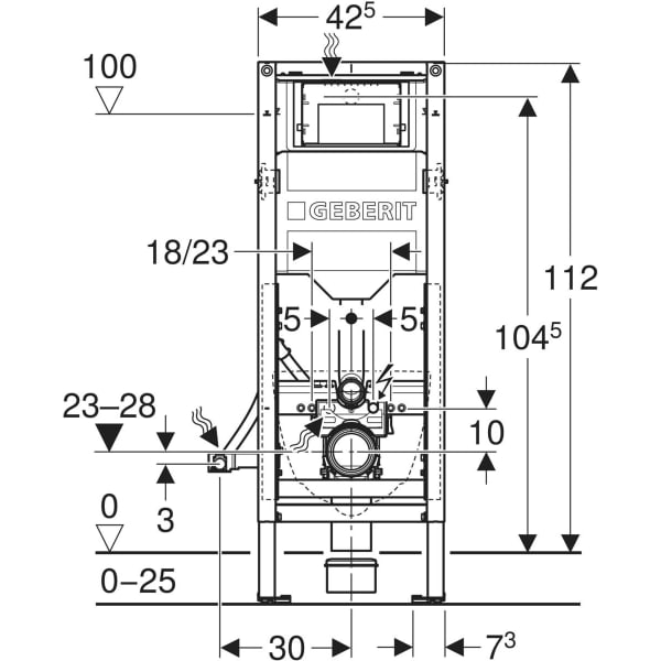 Keramag Geberit Duofix Element For Wall-hung WC 112 Cm With Sigma Concealed Cistern 12 Cm Barrier-free 4.5 / 3 Litre