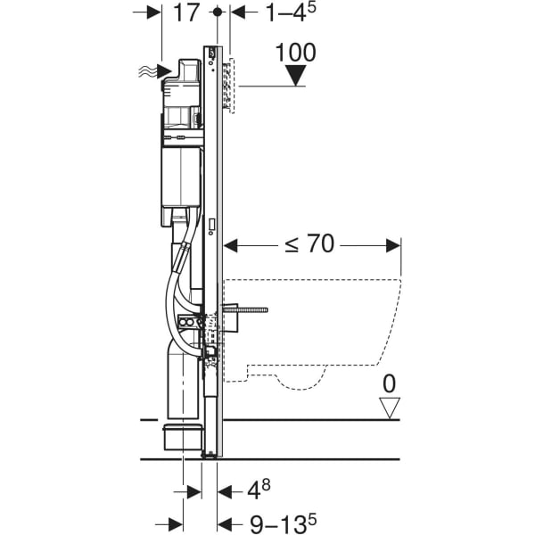 Keramag Geberit Duofix Element For Wall-hung WC 112 Cm With Sigma Concealed Cistern 12 Cm Barrier-free 4.5 / 3 Litre