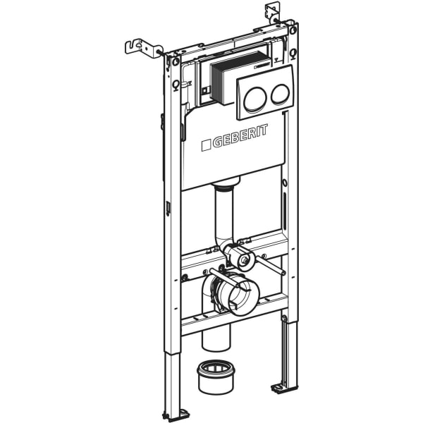 Keramag Geberit Duofix Element For Wall-hung WC 112 Cm With Alpha Concealed Cistern 12 Cm 4.5/3 Litres Alpha25 (ex Alpha20) Actuator Plate Round