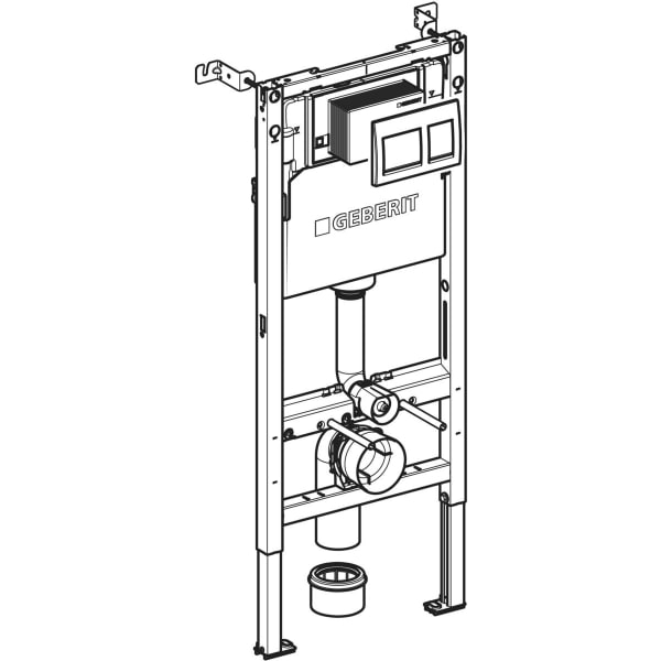 Keramag Geberit Duofix Element For Wall-hung WC 112 Cm With Alpha Concealed Cistern 12 Cm 4.5/3 Litres Alpha25 (ex Alpha35) Actuator Plate Square