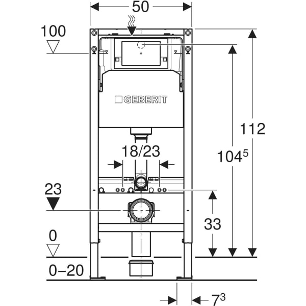 Keramag Geberit Duofix Element For Wall-hung WC 112 Cm With Alpha Concealed Cistern 12 Cm 4.5/3 Litres Alpha25 (ex Alpha35) Actuator Plate Square