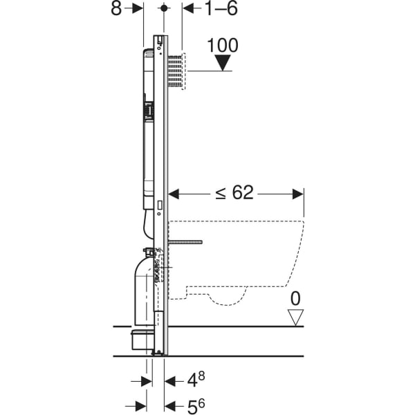 Keramag Geberit Duofix Element For Wall-hung WC 114 Cm With Alpha Concealed Cistern 8 Cm