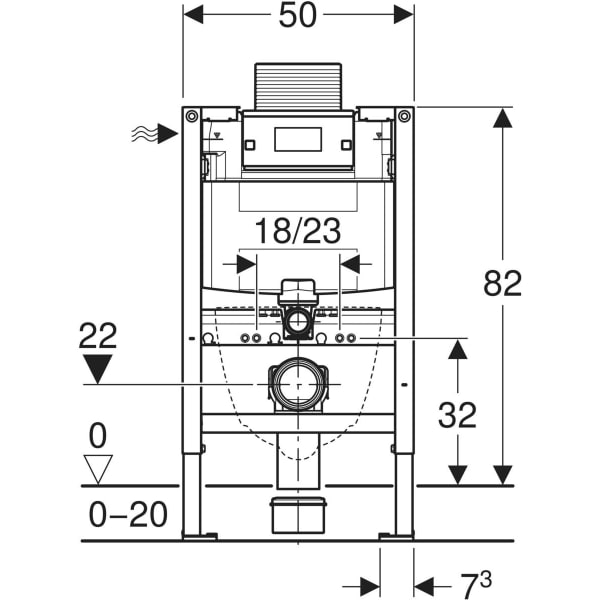 Keramag Geberit Duofix Element For Wall-hung WC 82 Cm With Alpha Concealed Cistern 12 Cm 4.5 / 3 Litres