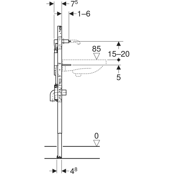 Keramag Geberit Duofix Element For Washbasin 112–130 Cm Geberit ONE Wall-mounted Tap With Concealed Function Box