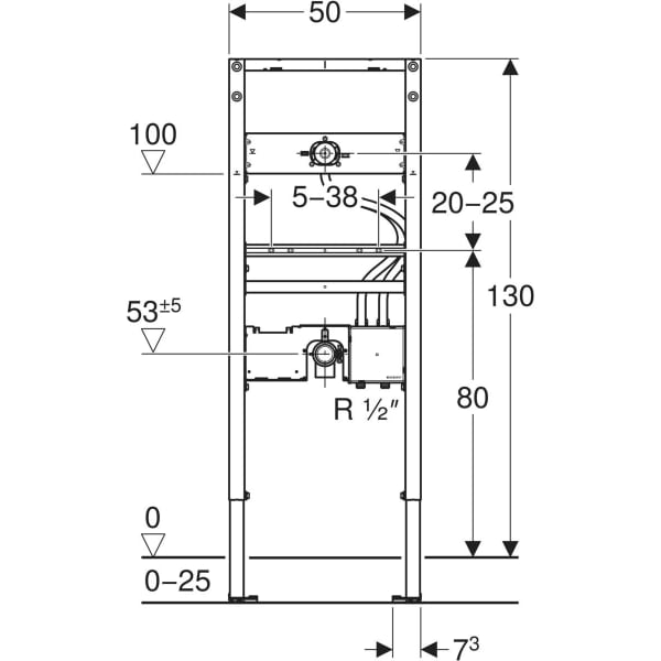 Keramag Geberit Duofix Element For Washbasin 130 Cm Electronic Wall-mounted Tap With Concealed Function Box