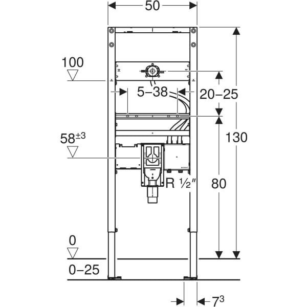 Keramag Geberit Duofix Element For Washbasin 130 Cm Electronic Wall-mounted Tap With Concealed Function Box With Concealed Trap