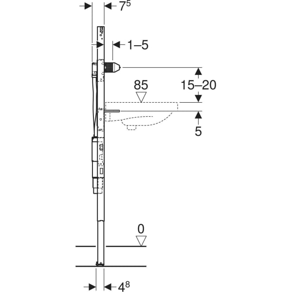 Keramag Geberit Duofix Element For Washbasin 130 Cm Electronic Wall-mounted Tap With Concealed Function Box With Concealed Trap