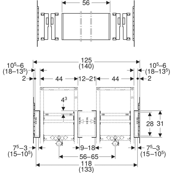 Keramag Geberit Duofix Mounting Plate For Washbasin With Washbasin Cabinet And Two Washbasin Taps