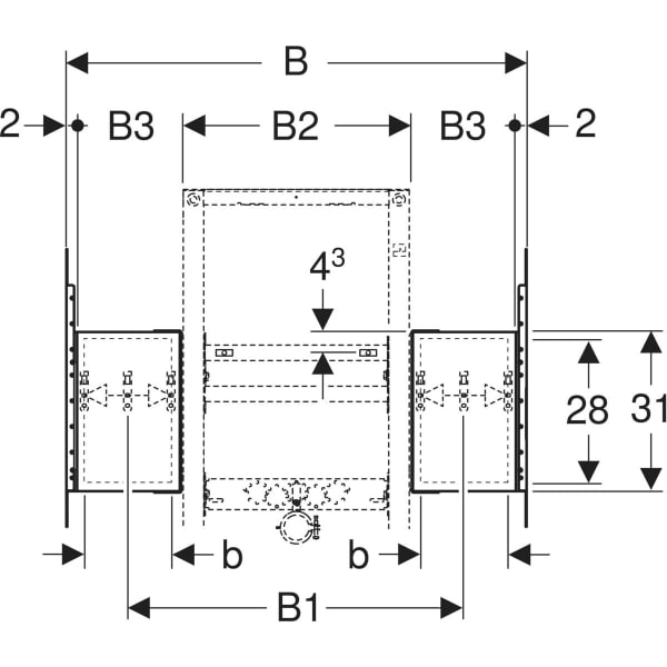 Keramag Geberit Duofix Mounting Plate For Washbasin With Washbasin Cabinet And One Washbasin Tap Concentric