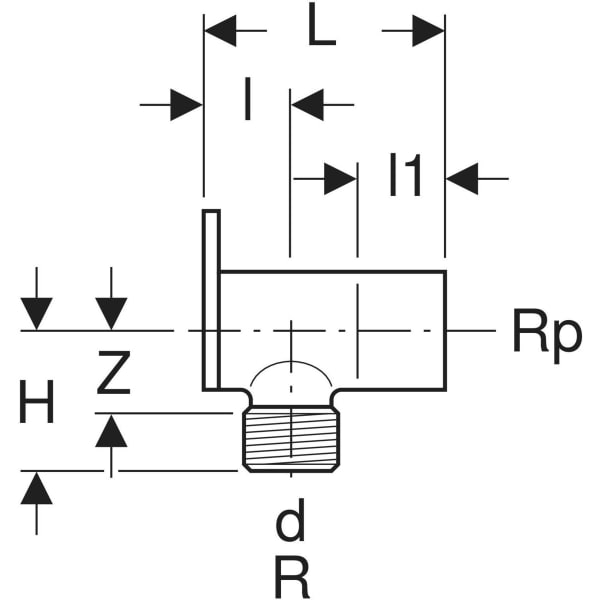 Keramag Geberit Elbow Tap Connector 90° With Male Thread And Soldering Socket