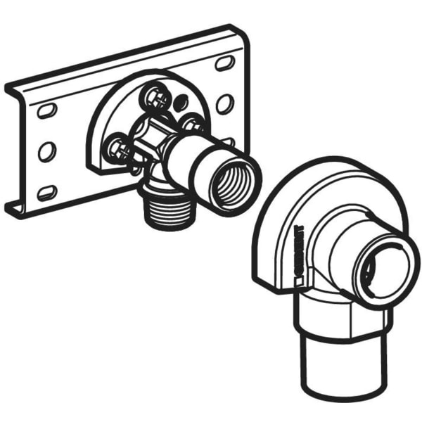 Keramag Geberit Elbow Tap Connector 90° With Male Thread MF 1/2" Premounted Single
