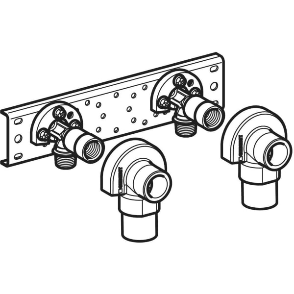 Keramag Geberit Elbow Tap Connector 90° With Male Thread MF 1/2" Premounted Double