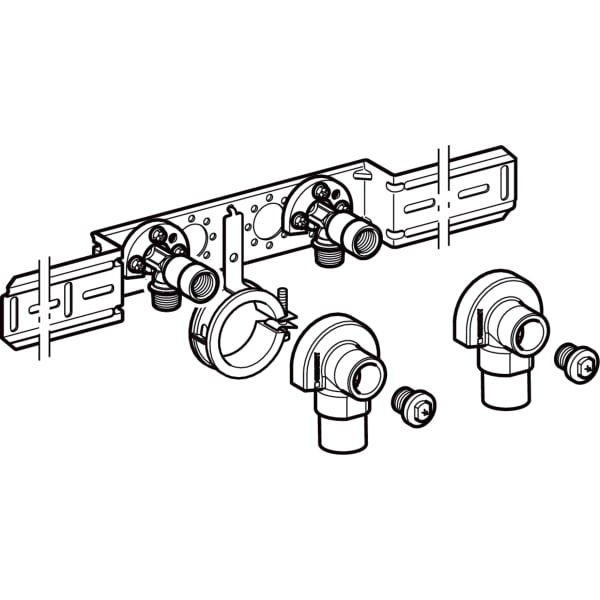 Keramag Geberit Elbow Tap Connector 90° With Male Thread MF 1/2" Premounted Double With Pipe Bracket For Outlet Bend