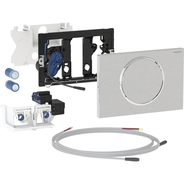 keramag Geberit electronic WC flush control battery operation for Sigma concealed cistern 12 cm with Sigma10 actuator plate round for pull-down rail manual